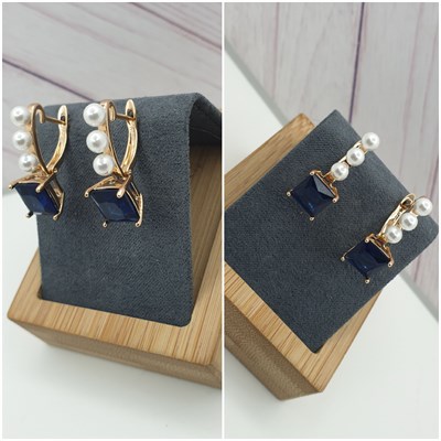 Серьги оп-3253 синий, жемчуг 3253