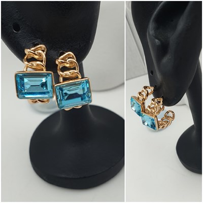 Серьги  пуссеты оп-13035 голубой 13035