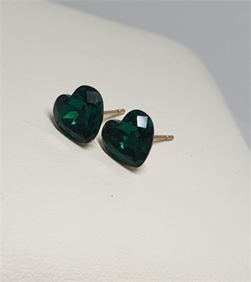 Серьги Swarovski оп-13060 /7мм зелёный тёмный 13060