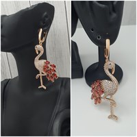 Серьги оп-6231 "Фламинго " красный" 6231