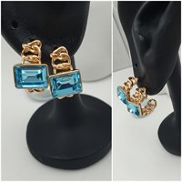 Серьги  пуссеты оп-13035 голубой 13035