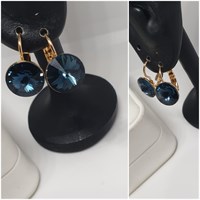 Серьги Swarovski оп-13045 /10мм синий тёмный 13045