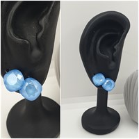 Серьги пуссеты Swarovski оп-13269 /1см голубой 13269